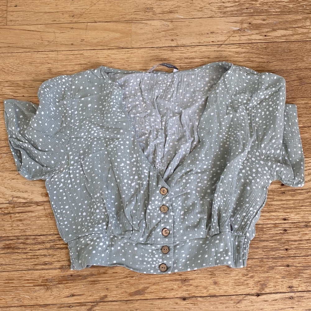sage speckled top